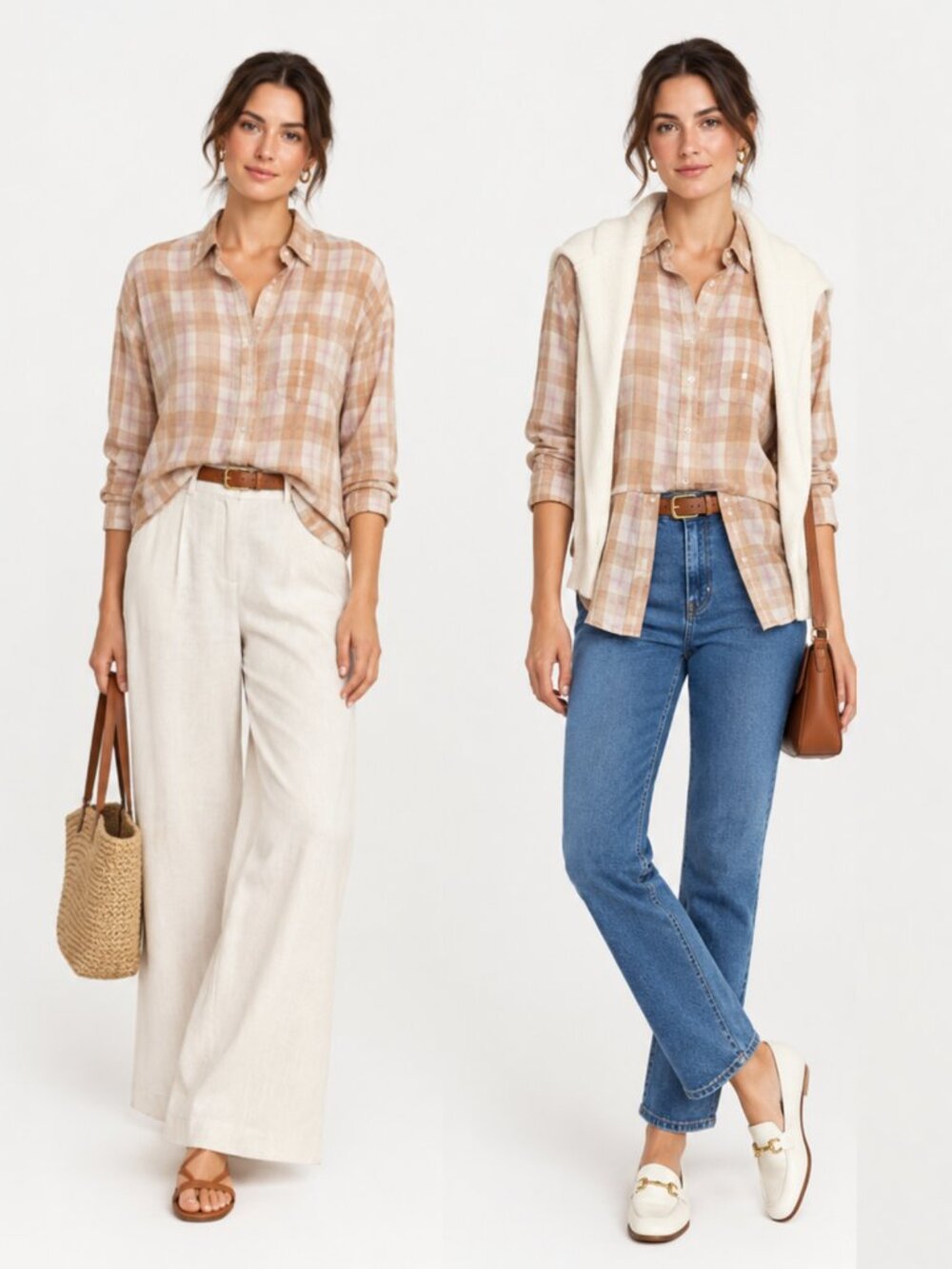 J. Crew Peach Friday Featherweight Flannel Plaid Button-Down Shirt